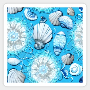 Blue Ocean Sea Shells Pattern Sticker